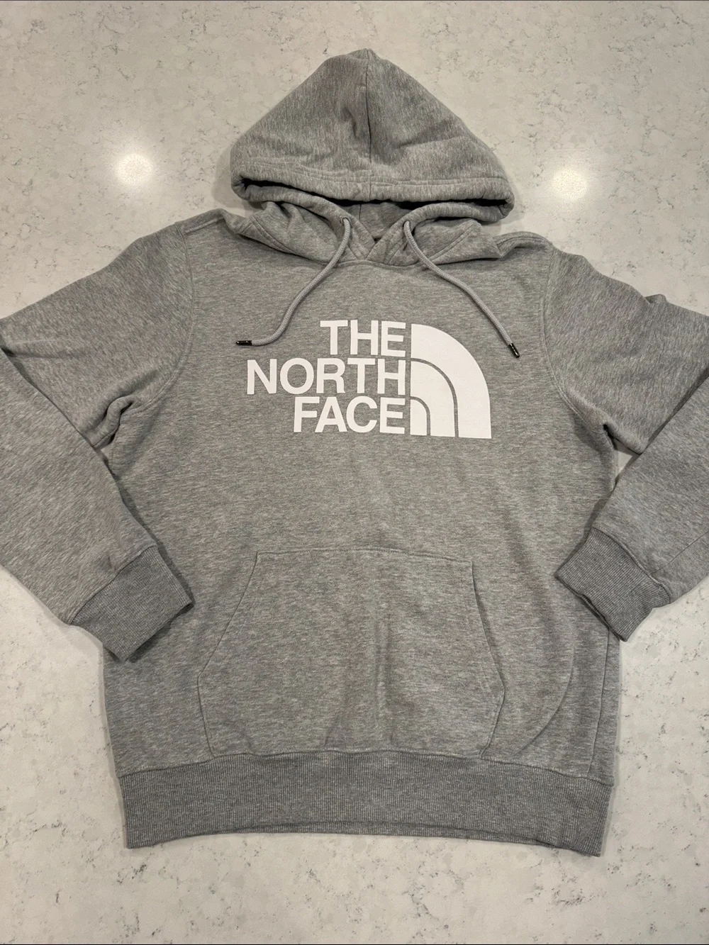 The North Face Men's Medium Gray w/ White Logo Sweatshirt Hoodie Casual Classic